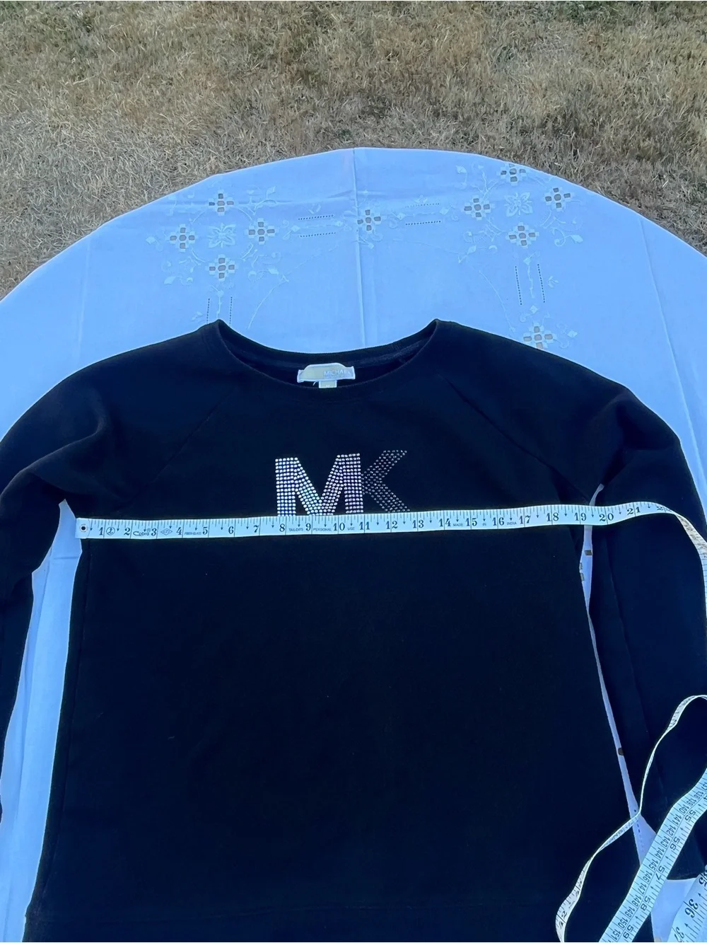 Michael Kors Black Womens ' MK Crystal Logo Pullover Sweatshirt